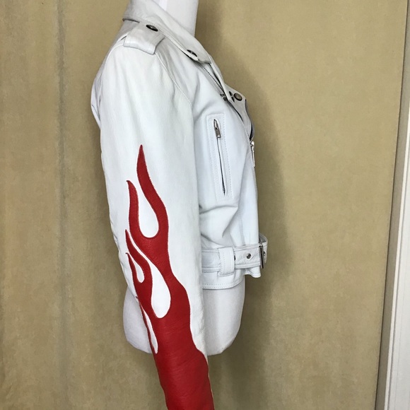 London Leatherwear NYC leather white/red women’s L - Picture 3 of 8